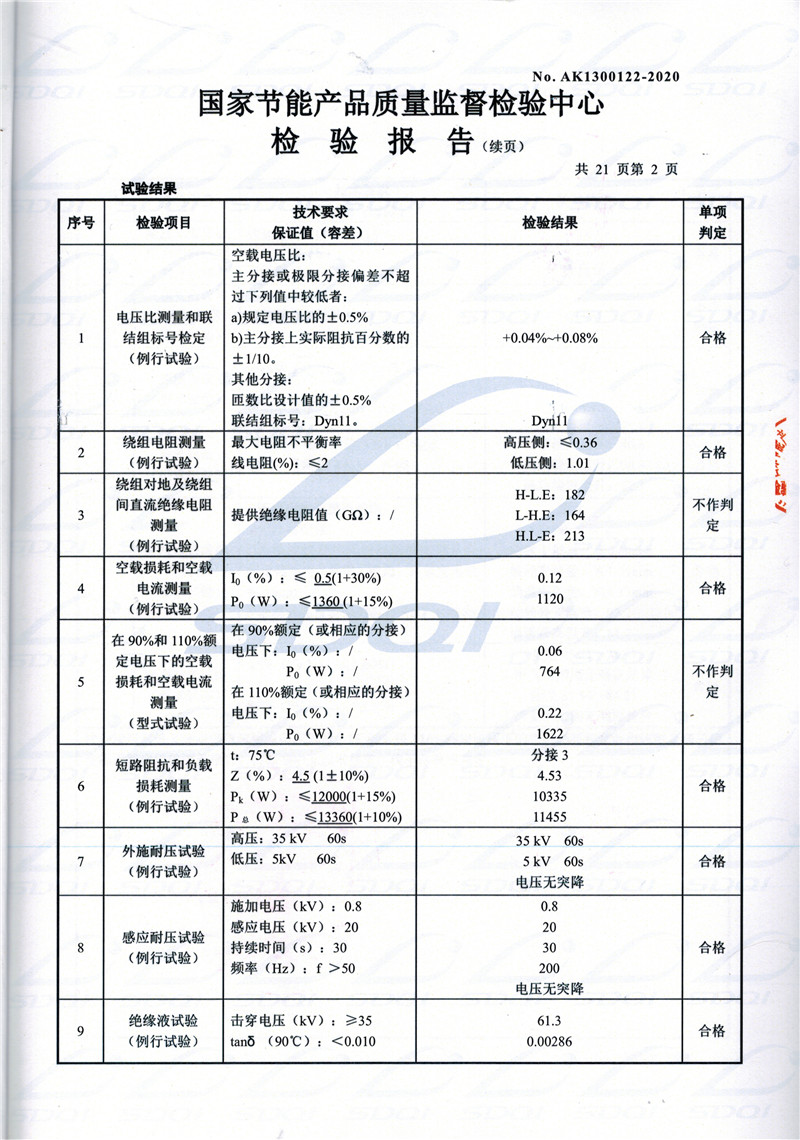 高低压试验报告-S11-1250东光东光东光油浸式变压器-2.jpg